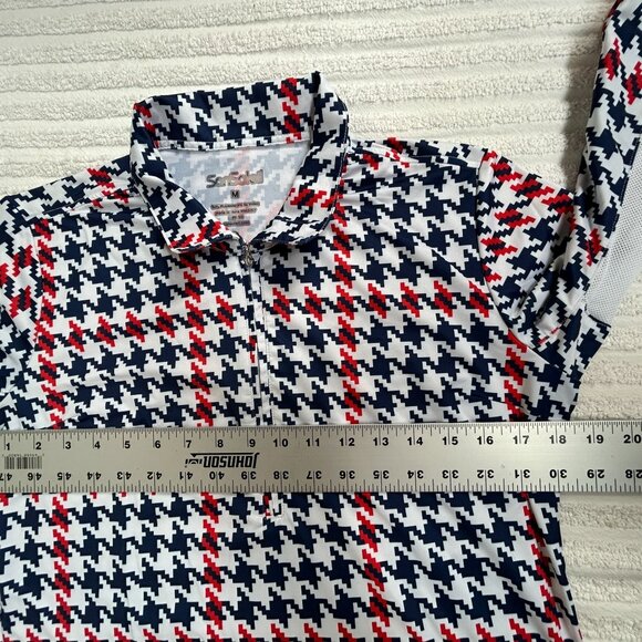 Sansoleil Womens Long Sleeve Houndstooth 1/4 Zip Shirt Top Medium UPF 50 Stretch - Picture 6 of 7